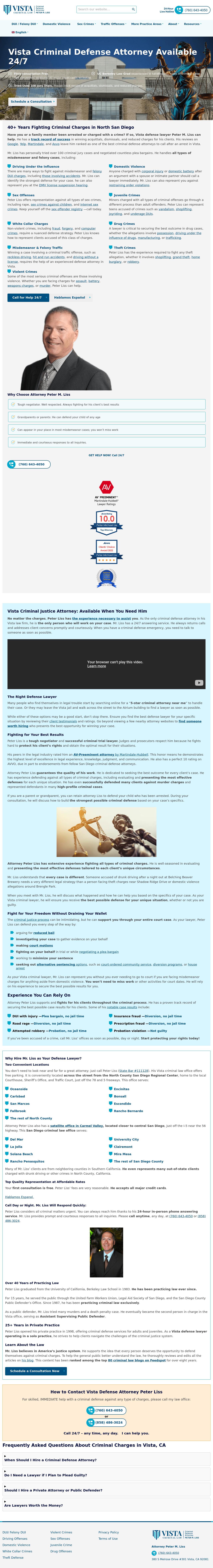 Peter M. Liss, Criminal Defense Attorney - Vista CA Lawyers