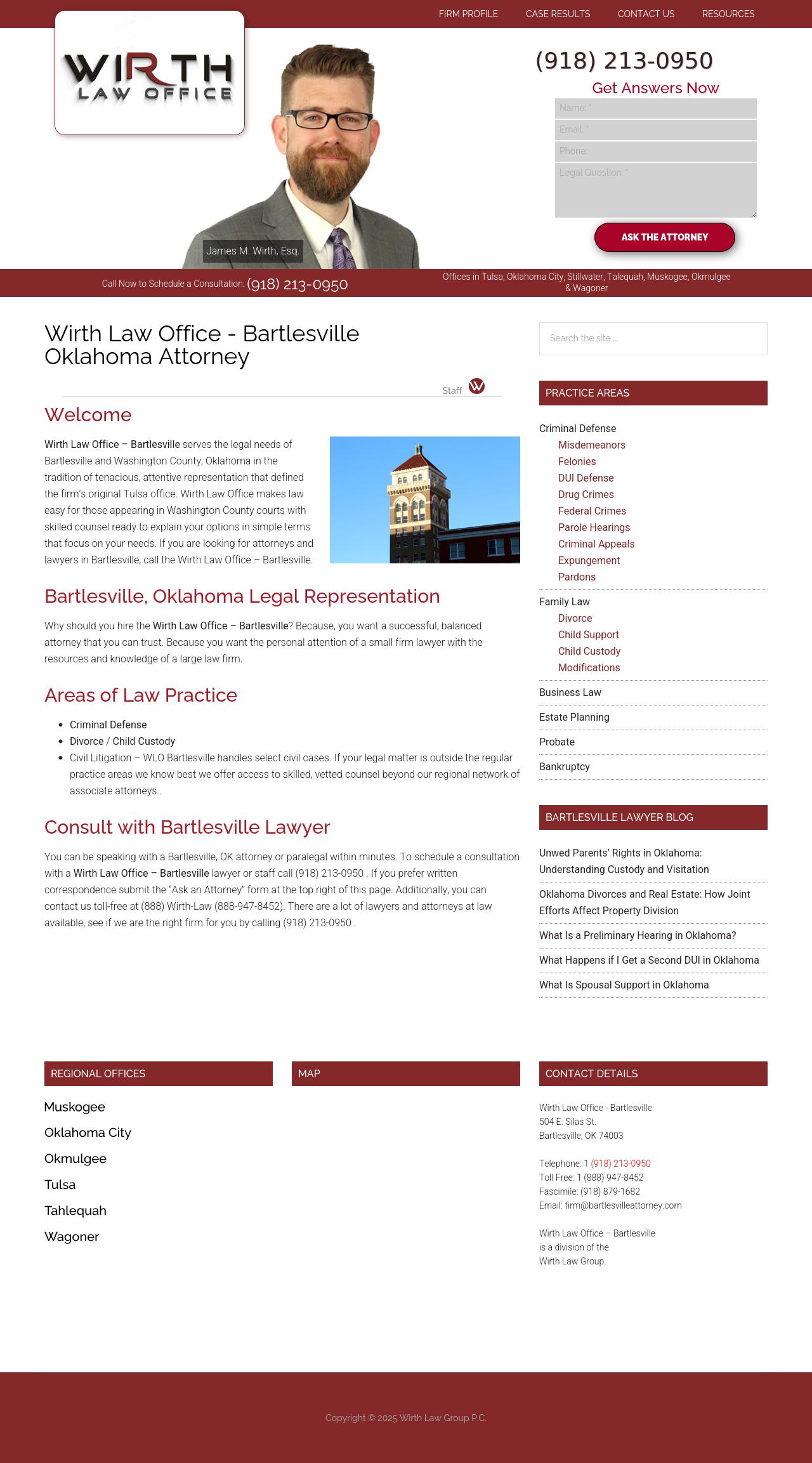 Wirth Law Office - Bartlesville Attorney - Bartlesville OK Lawyers
